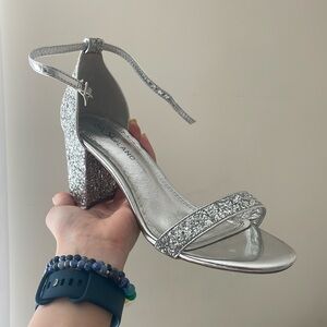 sparkly women’s open toe block heels size 8